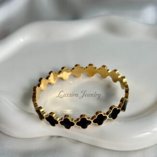 18K Gold Plated Clover Bracelet - Tarnish-Free & Waterproof.