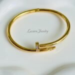 Minimal 18K gold nail bracelet, waterproof and hypoallergenic