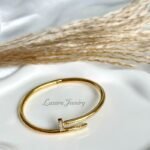 18K gold plated nail bracelet – waterproof, hypoallergenic, tarnish-free jewelry